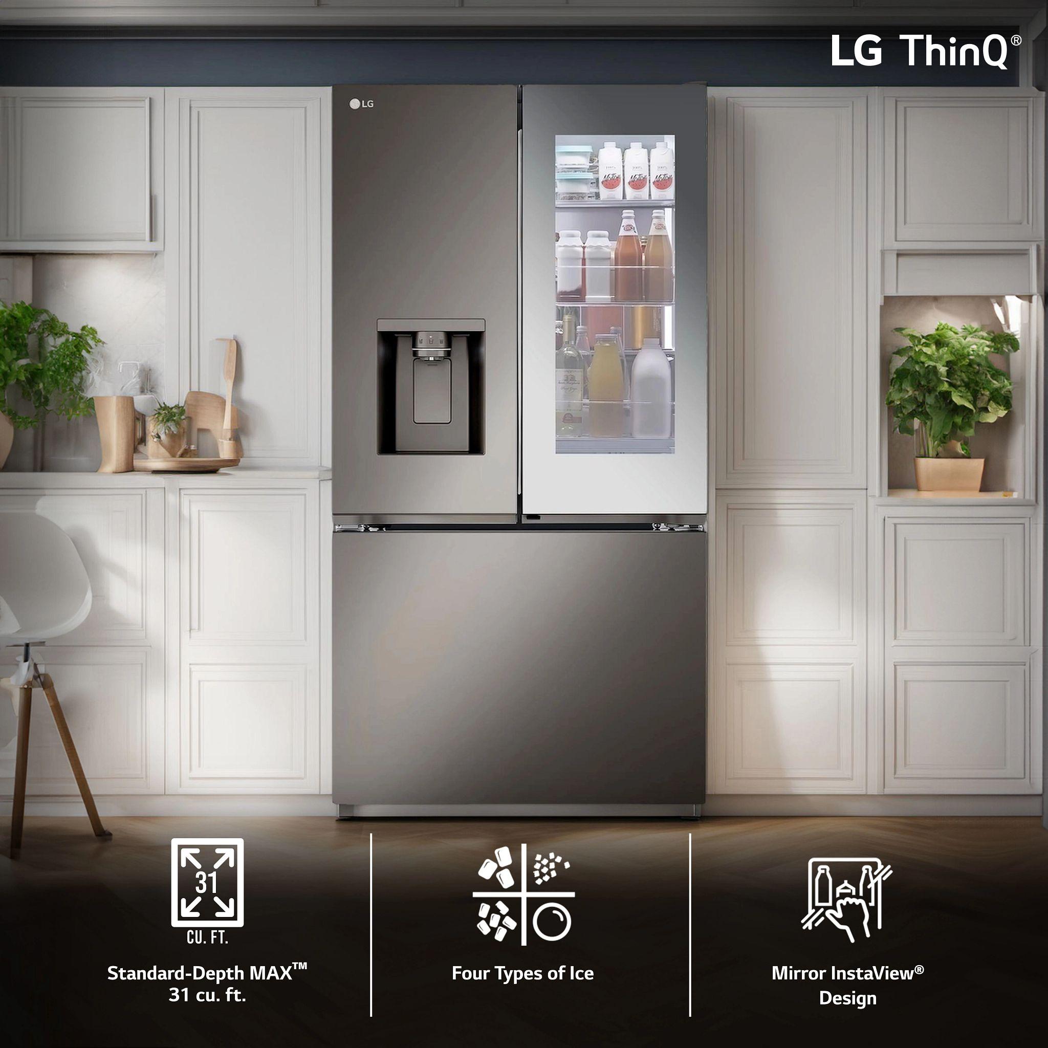 Lg 31 cu. ft. Smart Standard-Depth MAX™ French Door Refrigerator with Four Types of Ice and Mirror InstaView®