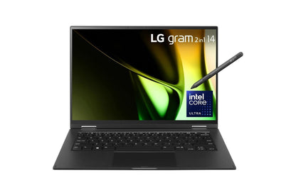 14T90SGADB9U1 LG gram 14 Inch 2-in-1 Lightweight Laptop, Intel® Evo™ Edition- AI-enabled Intel® Core™ Ultra 7 processor, Windows 11 Home, 32GB RAM, 2TB (1TB x 2) SSD, Black