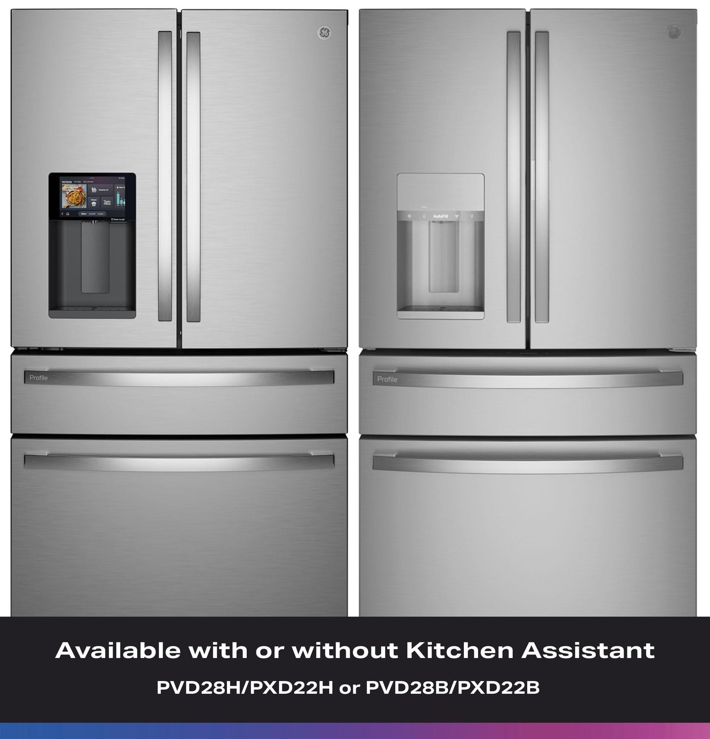 PVD28HYYFS GE Profile™ ENERGY STAR® 27.9 Cu. Ft. Smart 4-Door French-Door Refrigerator with Kitchen Assistant™