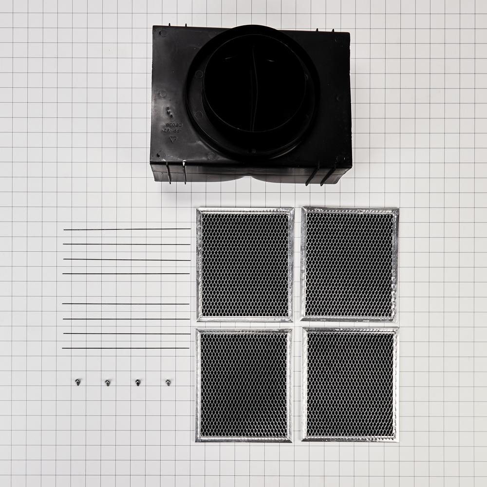 Whirlpool W11430922 Range Hood Island Recirculation Kit with 2 Charcoal Filters, 4 Clips, and a Deflector Damper - Silver