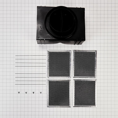 Whirlpool W11430922 Range Hood Island Recirculation Kit with 2 Charcoal Filters, 4 Clips, and a Deflector Damper - Silver