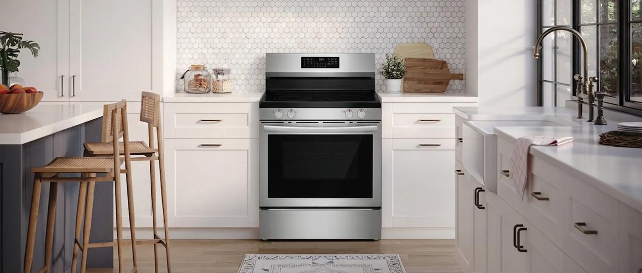 Frigidaire GCRE3070BF 30" Rear Control Electric Range with Stone-Baked Pizza