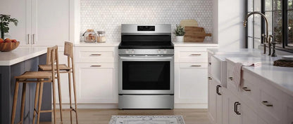 Frigidaire GCRE3070BF 30" Rear Control Electric Range with Stone-Baked Pizza