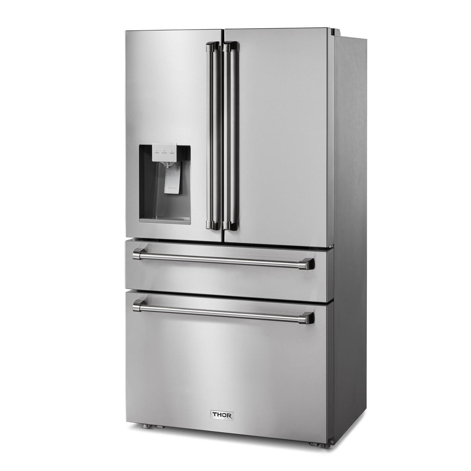Thor Kitchen 36 Inch Professional French Door Refrigerator With Ice and Water Dispenser - Trf3601fd
