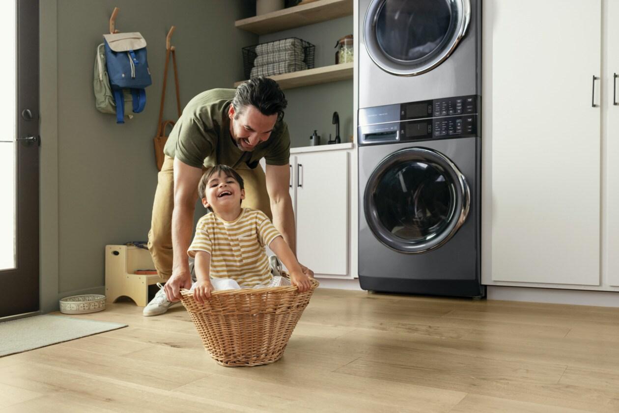 Electrolux ELTE7600AT Laundry Tower Single Unit Front Load 4.5 Cu. Ft. Washer & 8 Cu. Ft. Electric Dryer