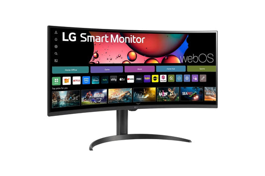 Lg 34SR65QCB 34 Inch Smart Monitor WQHD 1440P Curved Screen 100Hz with webOS Tilt/Height Adjustable Stand