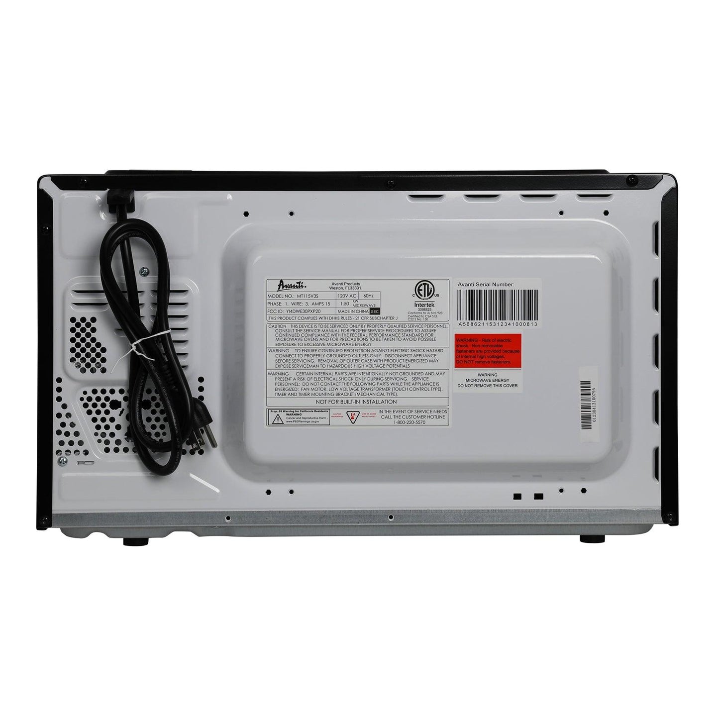 MT115V0W Avanti 1.1 cu. ft. Microwave Oven - White