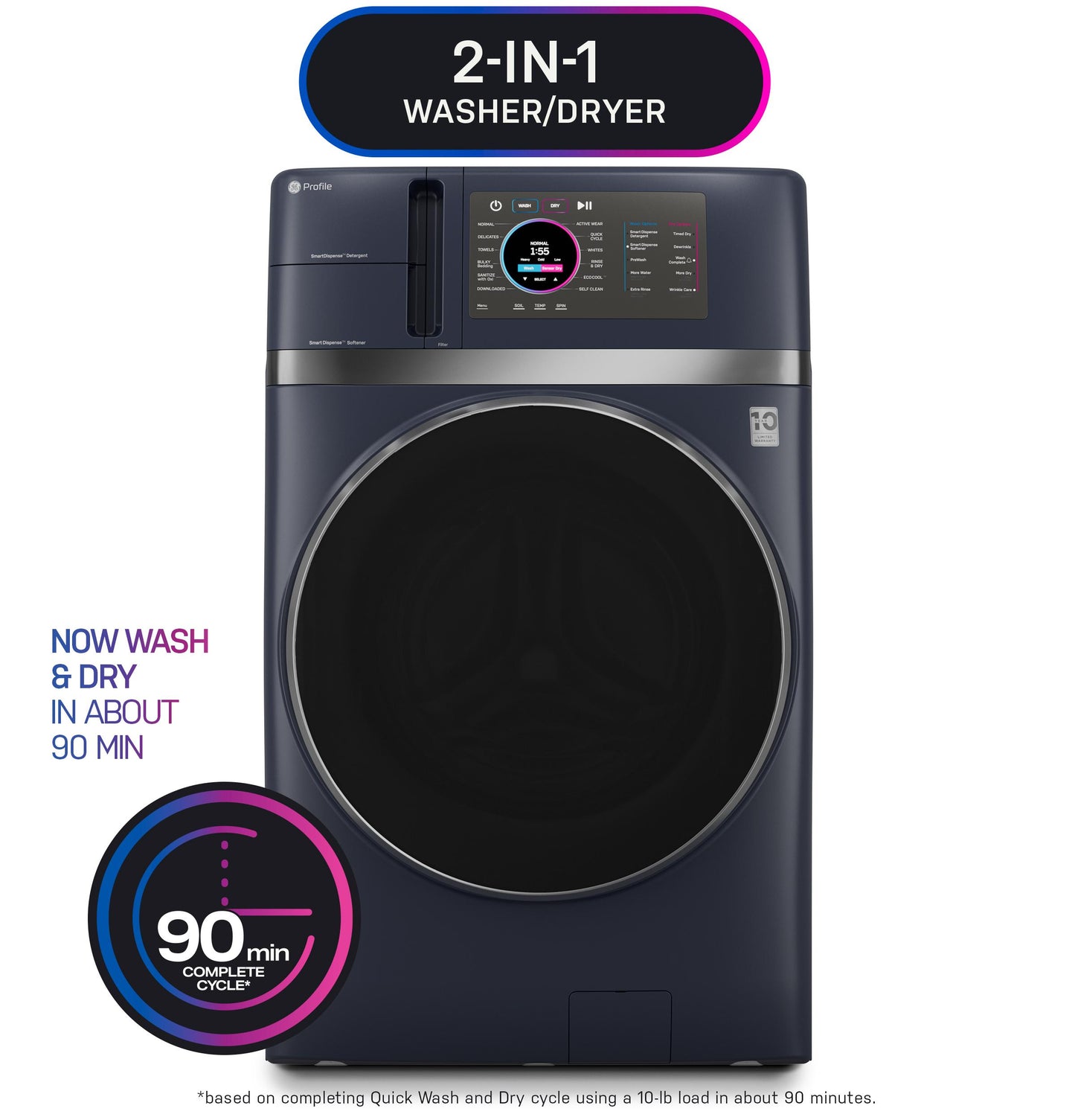 PFQ97HSPVRS GE Profile™ ENERGY STAR® 4.8 cu. ft. Capacity UltraFast Combo with Ventless Inverter Heat Pump Technology Washer/Dryer