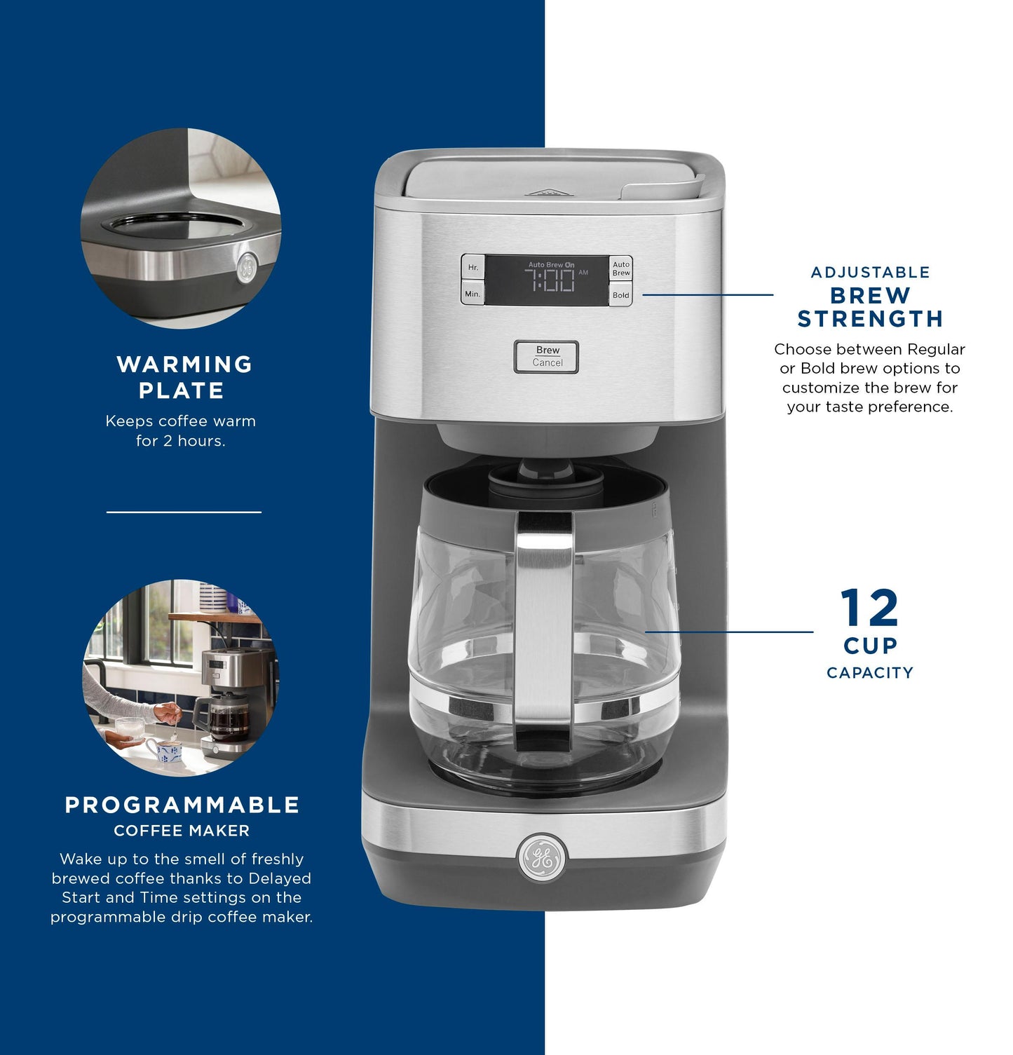 G7CDAASSPSS GE Drip Coffee Maker with Glass Carafe