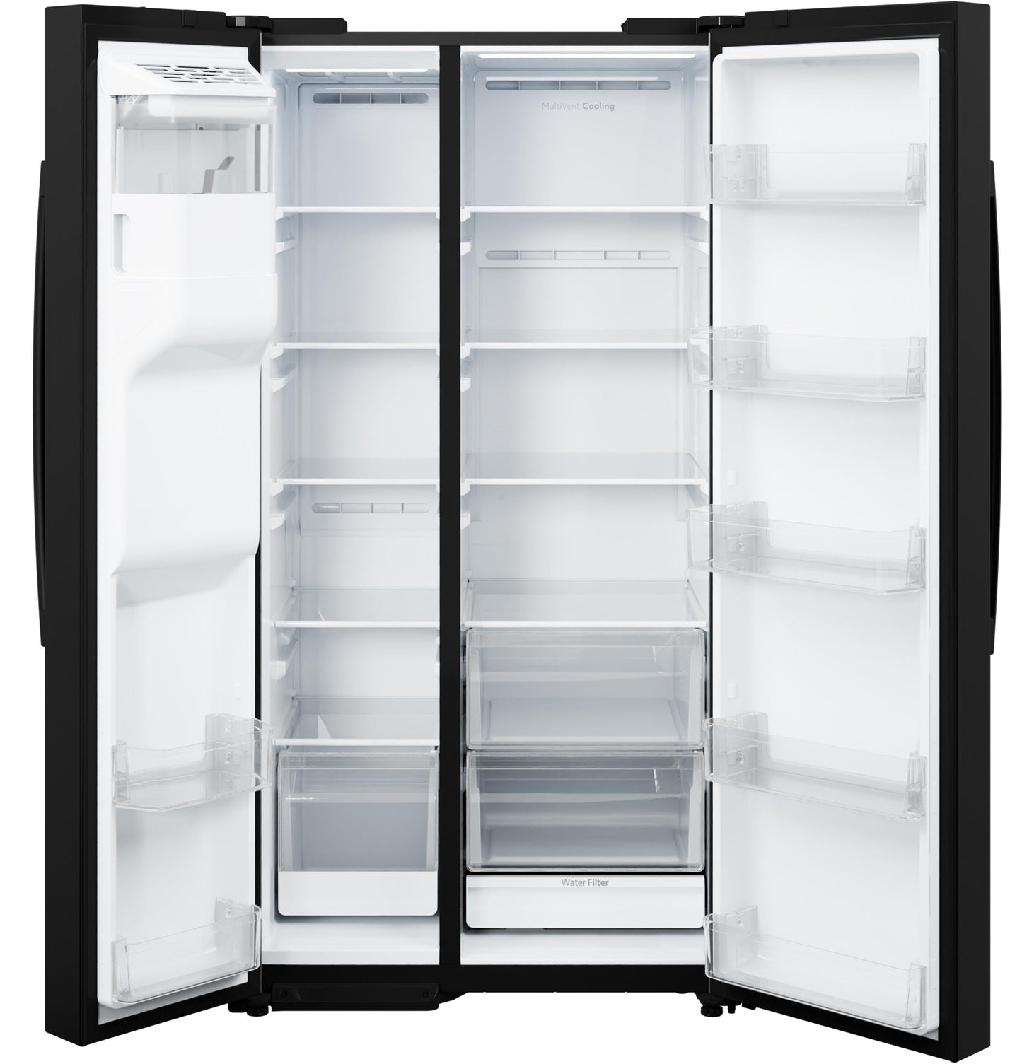 GSS28NGYBB GE® 27.9 Cu. Ft. Side-By-Side Refrigerator with Extra Tall Dispenser and In-Door Icemaker