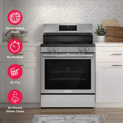 Frigidaire GCRE3070BF 30" Rear Control Electric Range with Stone-Baked Pizza