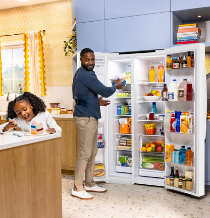 GZS24NGYWW GE® 23.6 Cu. Ft. Counter-Depth Side-By-Side Refrigerator with Extra Tall Dispenser and In-Door Icemaker