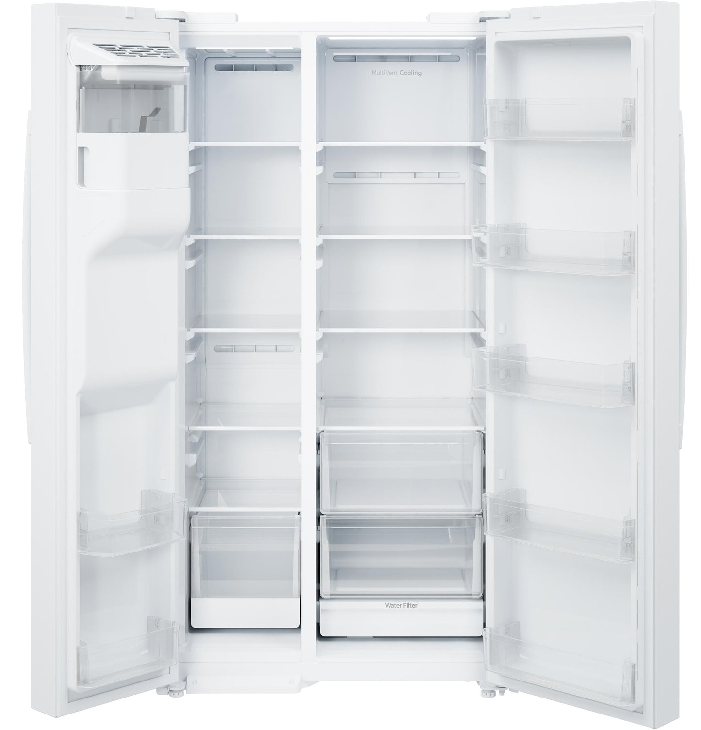 GSE28NGYWW GE® ENERGY STAR® 27.9 Cu. Ft. Side-By-Side Refrigerator with Extra Tall Dispenser and In-Door Icemaker