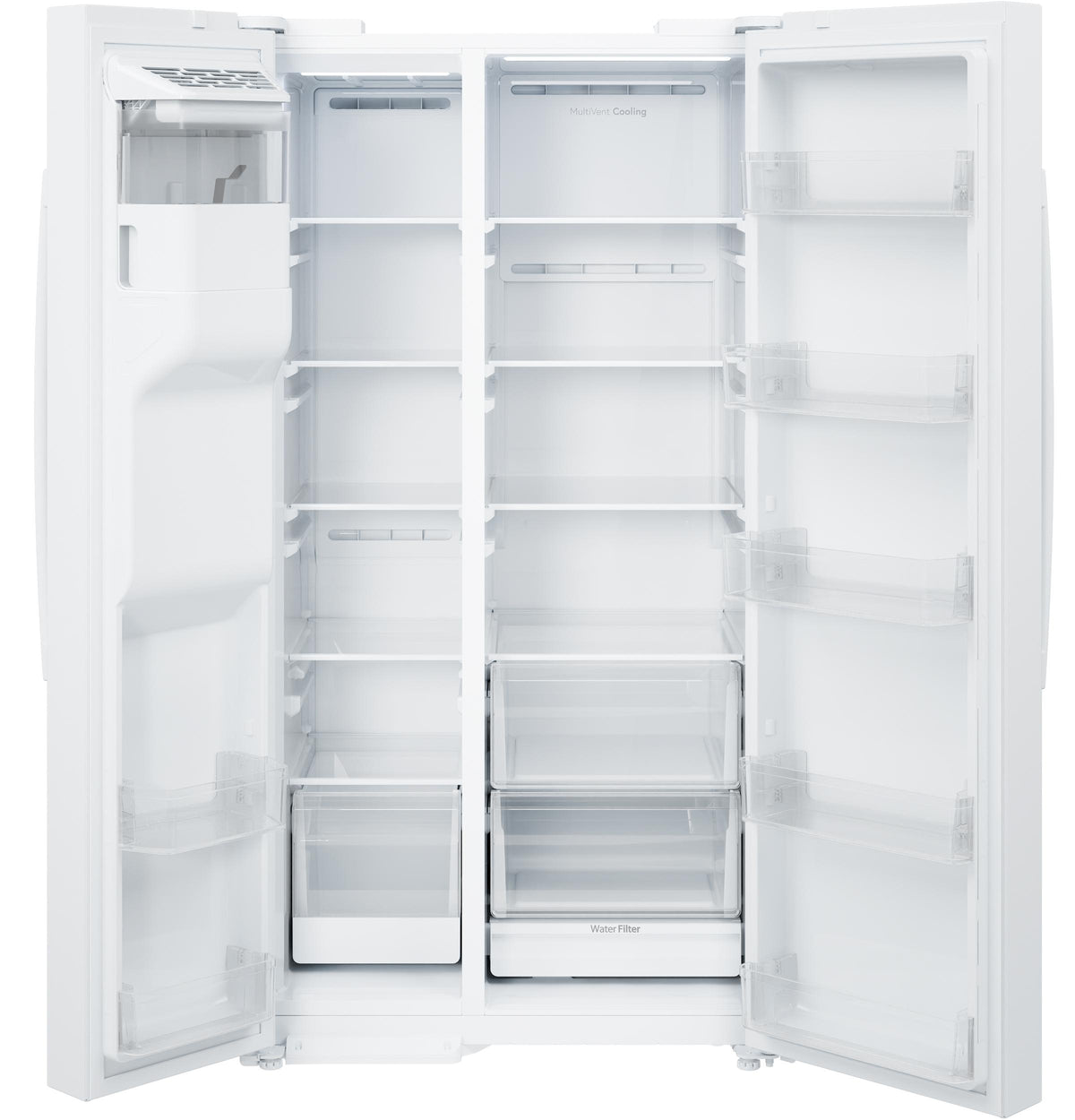 GZS24NGYWW GE® 23.6 Cu. Ft. Counter-Depth Side-By-Side Refrigerator with Extra Tall Dispenser and In-Door Icemaker