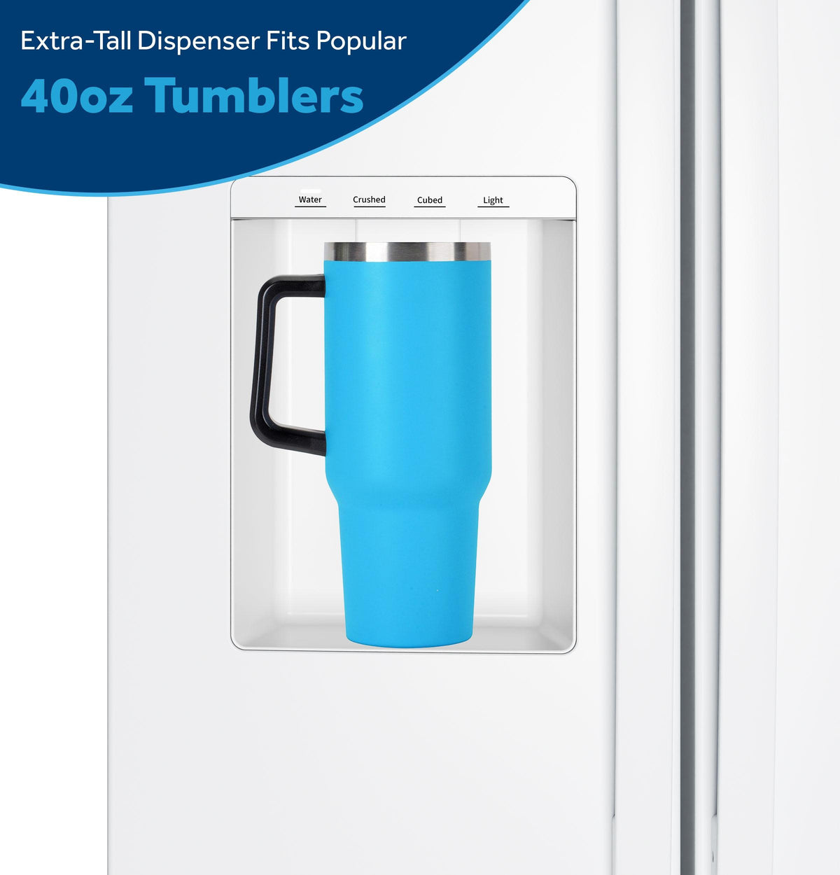 GZS24NGYWW GE® 23.6 Cu. Ft. Counter-Depth Side-By-Side Refrigerator with Extra Tall Dispenser and In-Door Icemaker