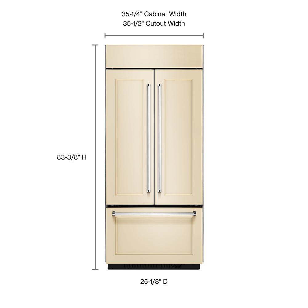 Kitchenaid 20.8 Cu. Ft. 36" Width Built In Panel Ready French Door Refrigerator with Platinum Interior Design