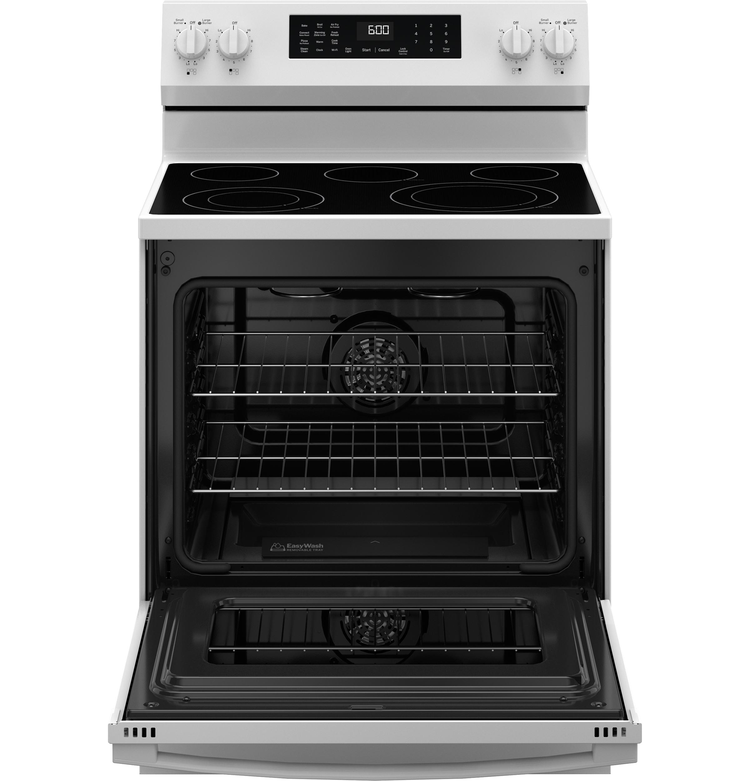 GRF600AVWW GE® 30" Free-Standing Electric Convection Range with No Preheat Air Fry and EasyWash™ Oven Tray