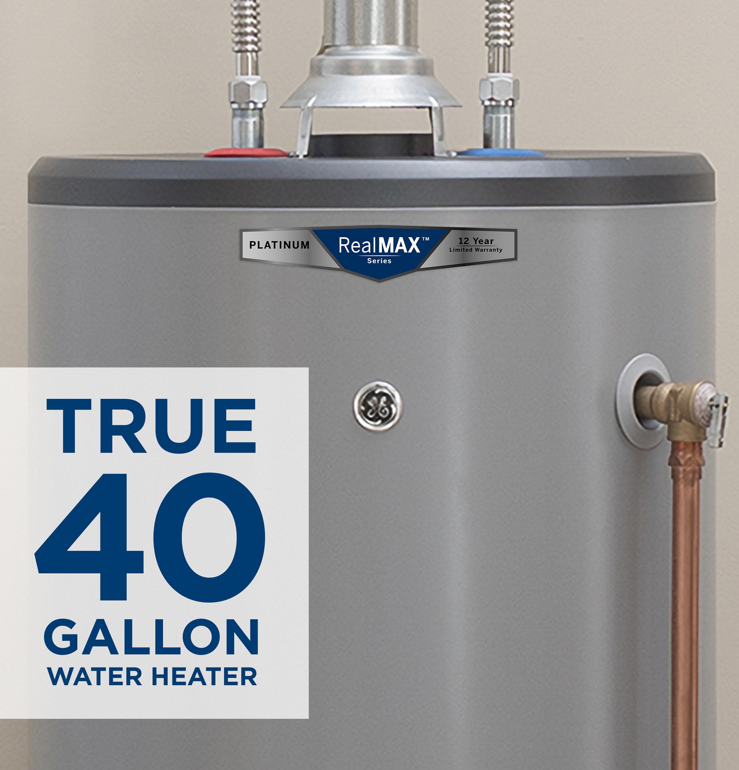 GG40T12BXR GE RealMAX Platinum 40-Gallon Tall Natural Gas Atmospheric Water Heater