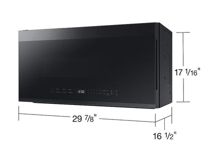 Samsung ME21DG6500MT Bespoke 2.1 cu. ft. Over-the-Range Microwave with Edge to Edge Glass Display in Matte Black Steel