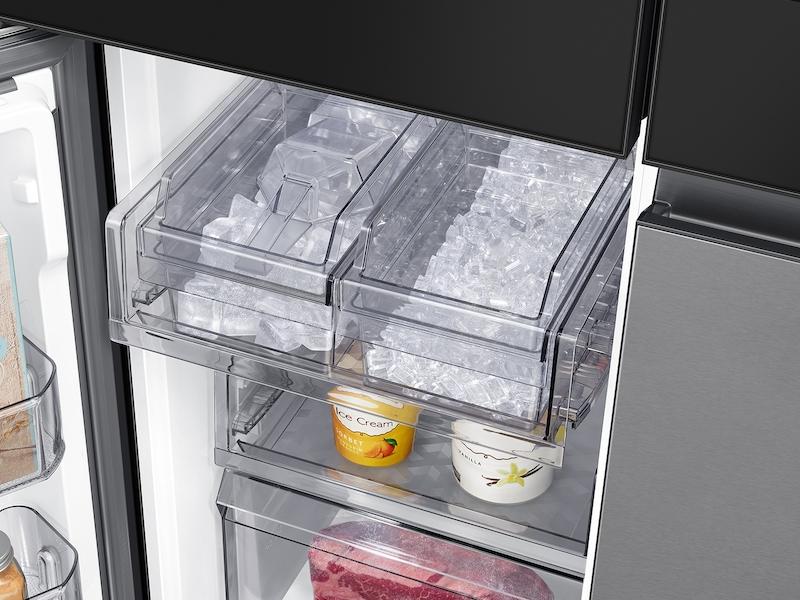 Samsung Bespoke Counter Depth 4-Door Flex™ Refrigerator (23 cu. ft.) with Family Hub™   in Charcoal Glass Top and Stainless Steel Bottom Panels