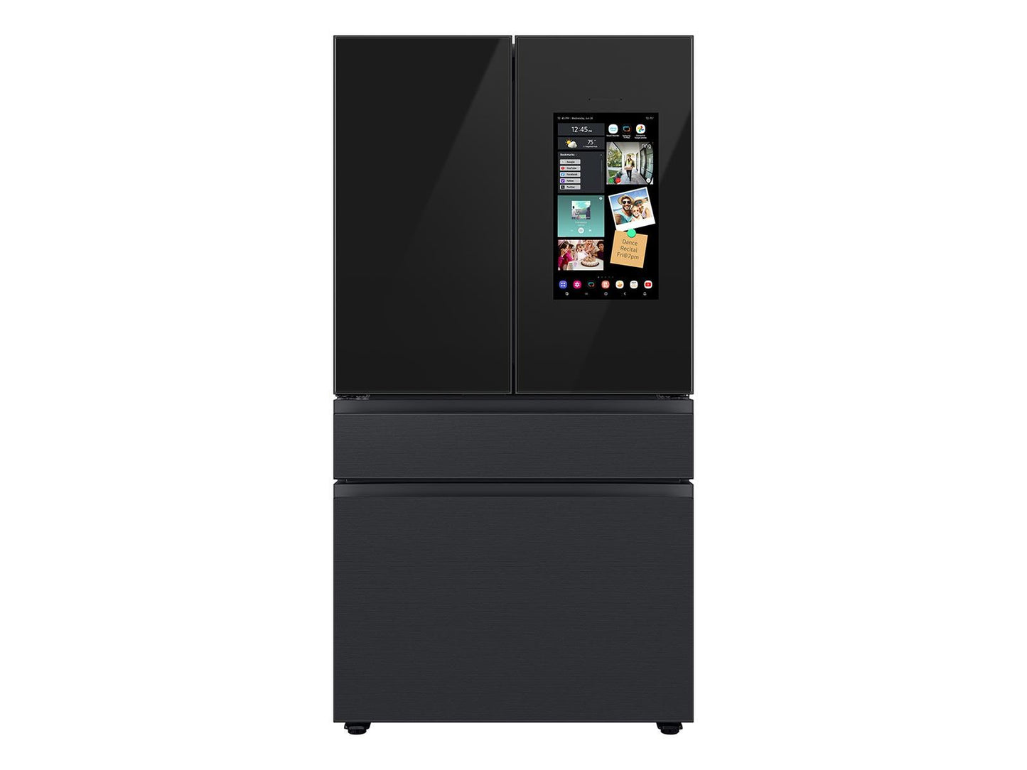Samsung RF23BB89008M Bespoke 4-Door French Door Refrigerator (23 cu. ft.) - with Top Left and Family Hub™ Panel in Charcoal Glass - and Matte Black Steel Middle and Bottom Panels