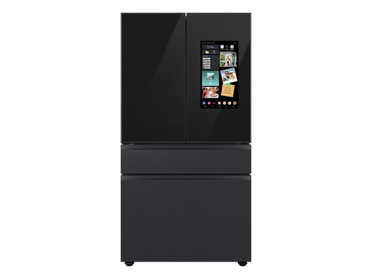 Samsung RF23BB89008M Bespoke 4-Door French Door Refrigerator (23 cu. ft.) - with Top Left and Family Hub™ Panel in Charcoal Glass - and Matte Black Steel Middle and Bottom Panels