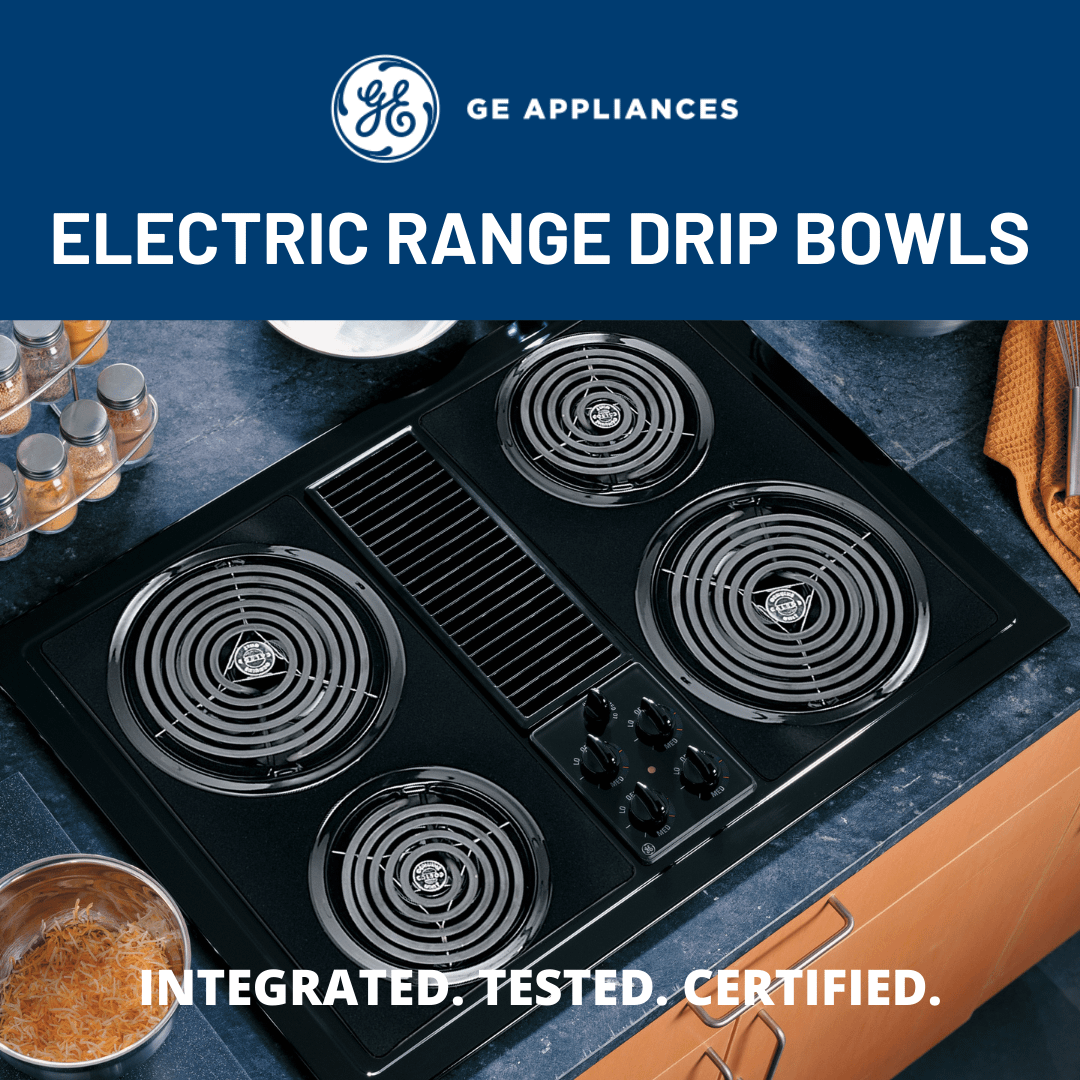 Ge Appliances GE68PA Range 4-Piece Drip Pan Set  6" & 8" Porcelain Replacement Bowls