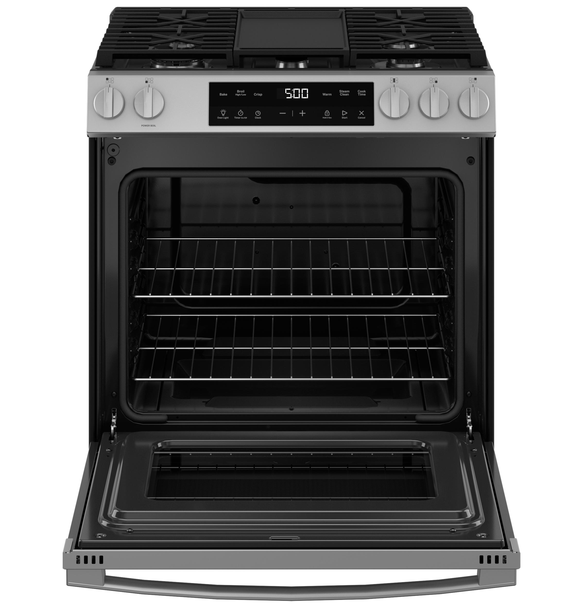 GGS500SVSS GE® 30" Slide-In Front Control Gas Range with Crisp Mode