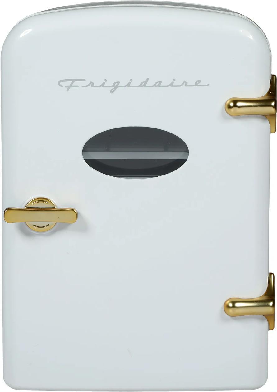 Frigidaire EFMIS161WGLD 9-Can Retro Mini Fridge Cooler - White and Gold