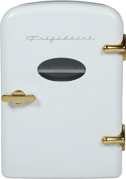 Frigidaire EFMIS161WGLD 9-Can Retro Mini Fridge Cooler - White and Gold