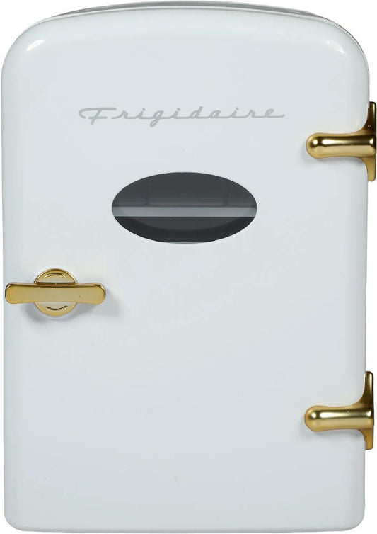Frigidaire EFMIS161WGLD 9-Can Retro Mini Fridge Cooler - White and Gold