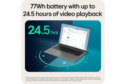 17Z90TLGAUB5U1 LG gram 17 Inch, Copilot+ PC, Thin and Lightweight Laptop, Windows 11 Home, Intel Evo Edition - Intel® Core™ Ultra 7, 16GB RAM, 2TB (2x1TB) SSD, Black