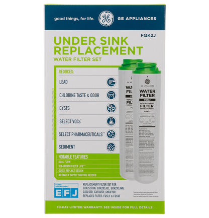 FQK2J GE UNDER SINK REPLACEMENT WATER FILTER SET DUAL FLOW - ADVANCED FILTRATION