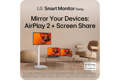 Lg 32U889SAW 32 Inch 4K UHD IPS Touchscreen Smart Monitor Swing with Rolling Stand