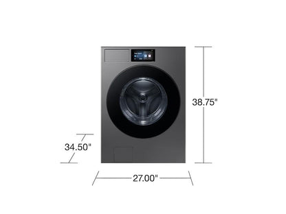 Samsung WF90F53ADS 5.3 cu. ft. Bespoke AI Ultra Capacity Front Load Washer with AI Home and AI OptiWash+ in Dark Steel