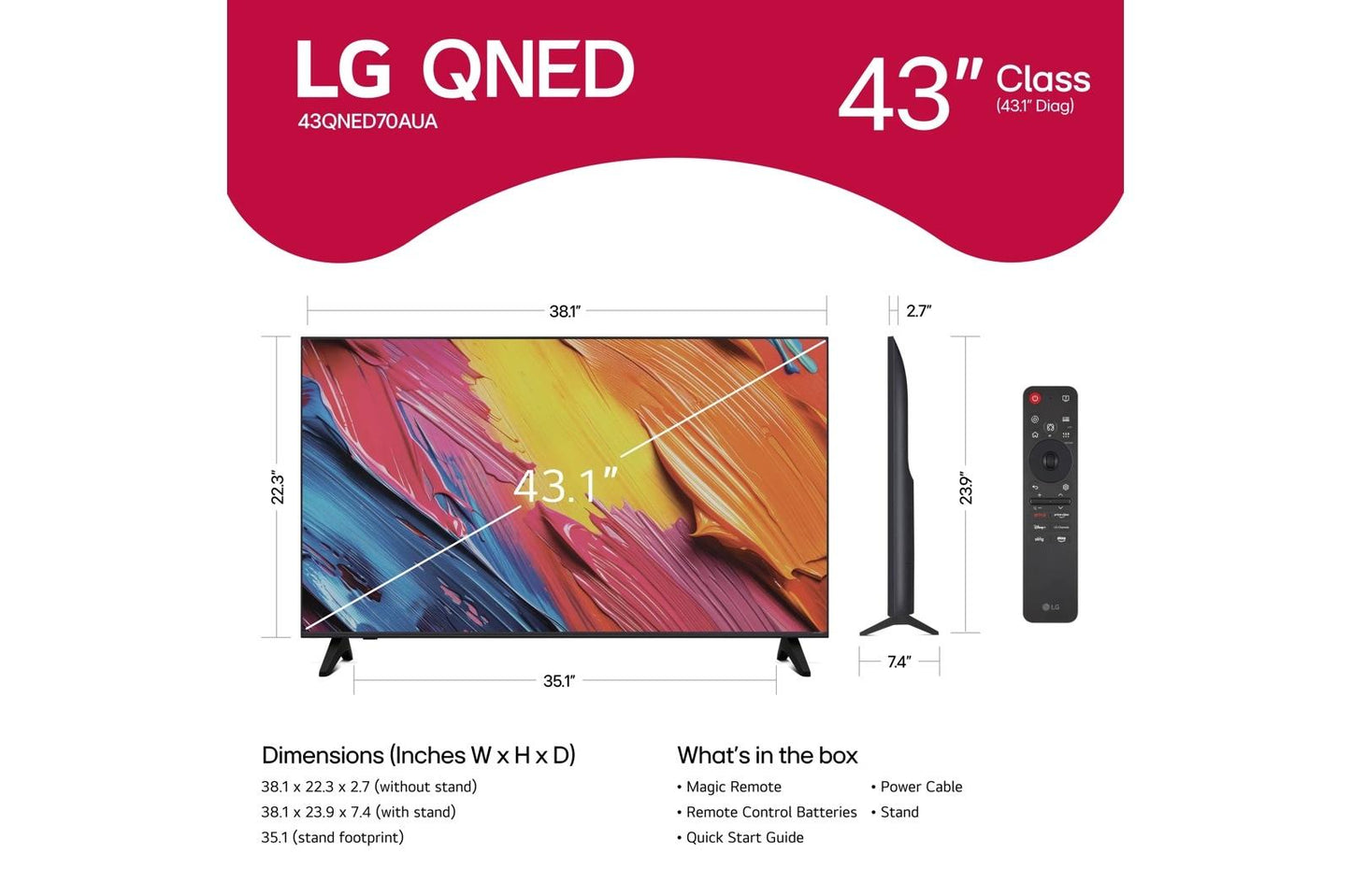Lg 43QNED70AUA 43 Inch Class LG QNED AI QNED70A 4K Smart TV 2025