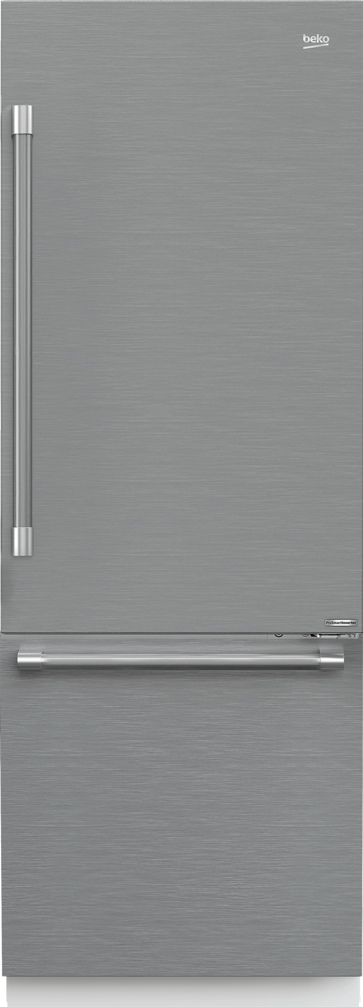 Beko 30" Stainless Steel Freezer Bottom Built-In Refrigerator with Auto Ice Maker, WaterDispenser