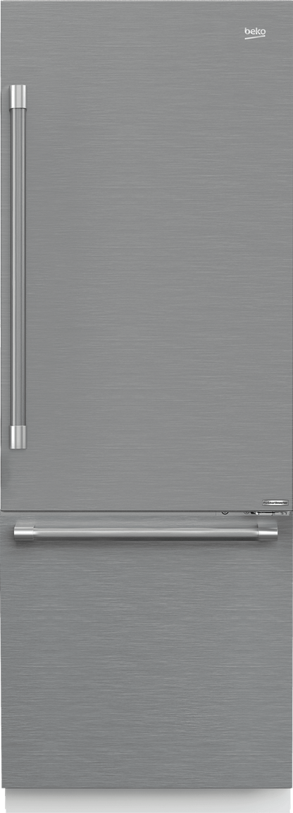 Beko BBBF3019IMWESS 30" Stainless Steel Freezer Bottom Built-In Refrigerator with Auto Ice Maker, WaterDispenser