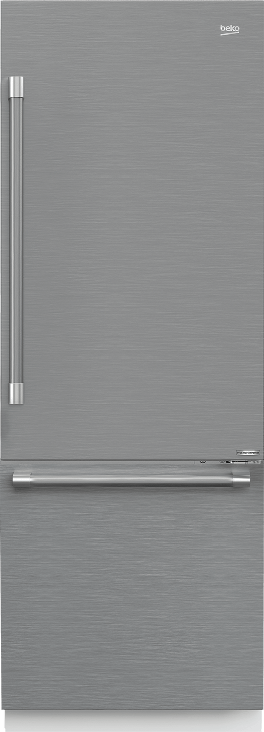 Beko BBBF3019IMWESS 30" Stainless Steel Freezer Bottom Built-In Refrigerator with Auto Ice Maker, WaterDispenser