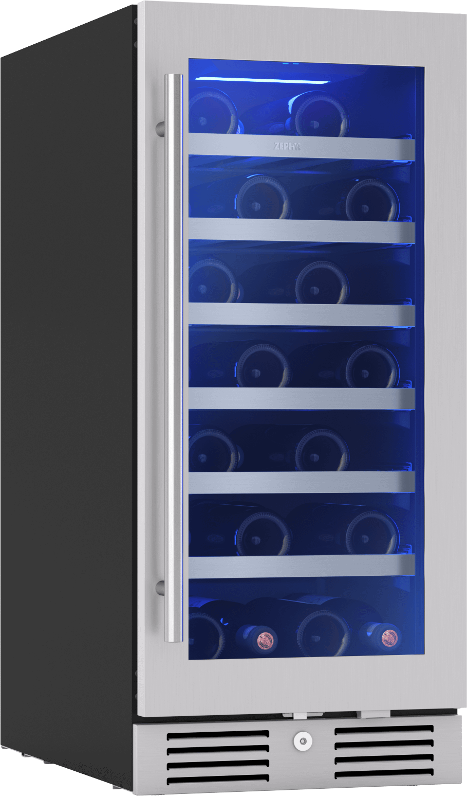 Zephyr PRW15C01CG Presrv Wine Cooler, 15in UC, SS+Gls, Rvs Door, 1Z