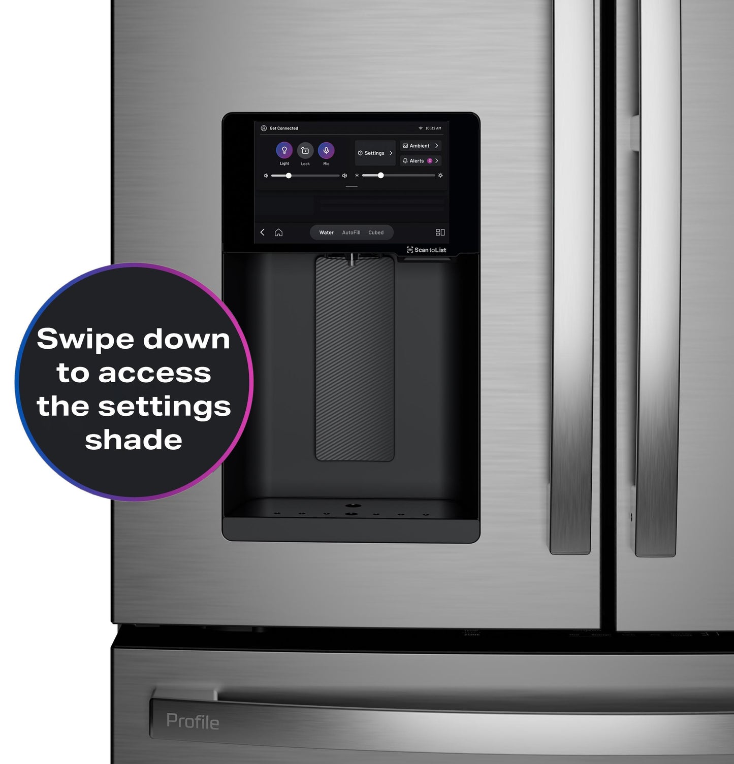 PXD22HYYFS GE Profile™ ENERGY STAR® 22.4 Cu. Ft. Smart Counter-Depth 4-Door French-Door Refrigerator with Kitchen Assistant™