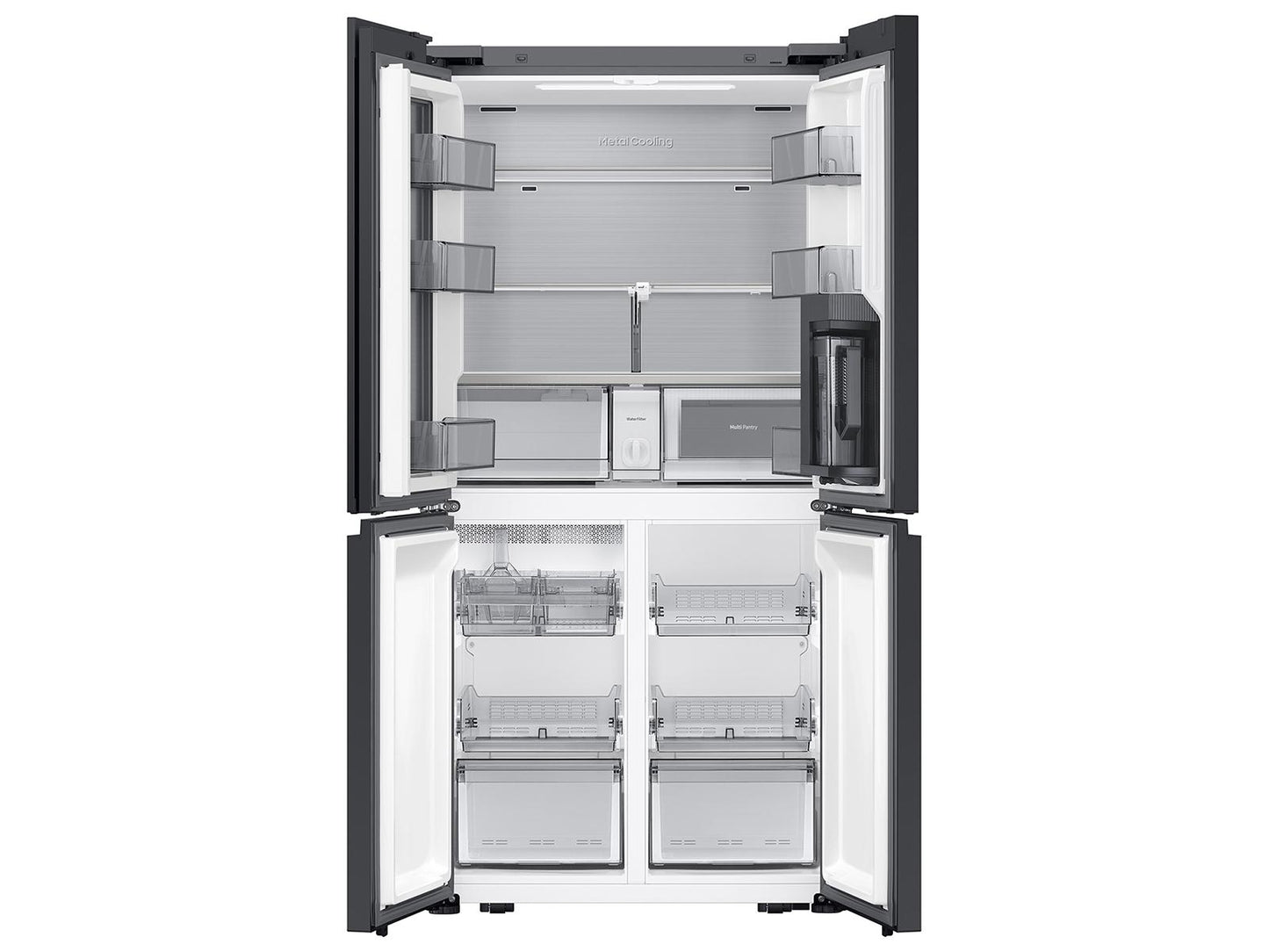 Samsung RM80F22WEW Bespoke 22 cu. ft. Counter Depth 4-Door French Door Refrigerator with Zero Clearance Fit & Food Showcase Door in White Glass