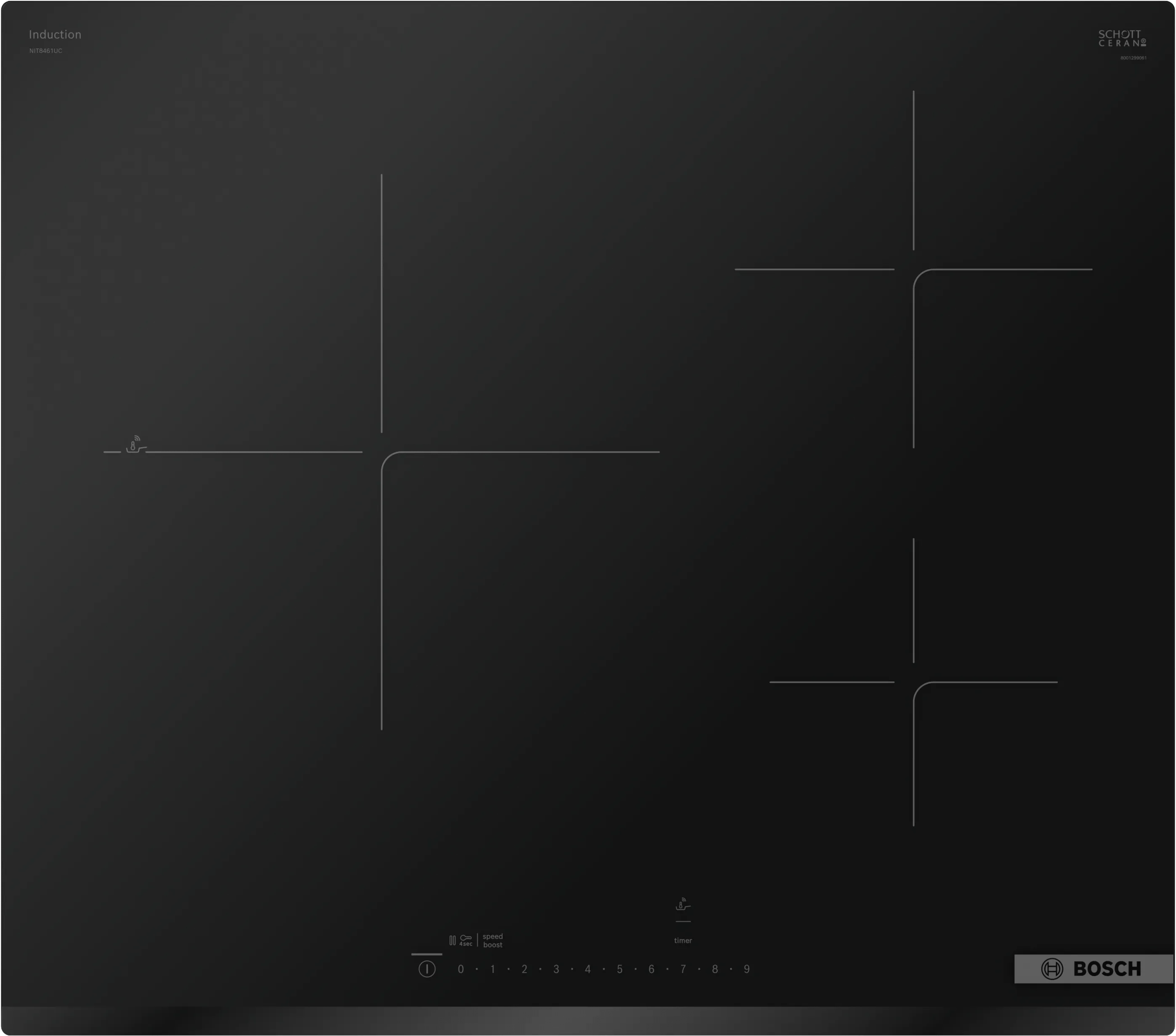 Bosch NIT8461UC 800 Series Induction Cooktop 24" Black, Without Frame