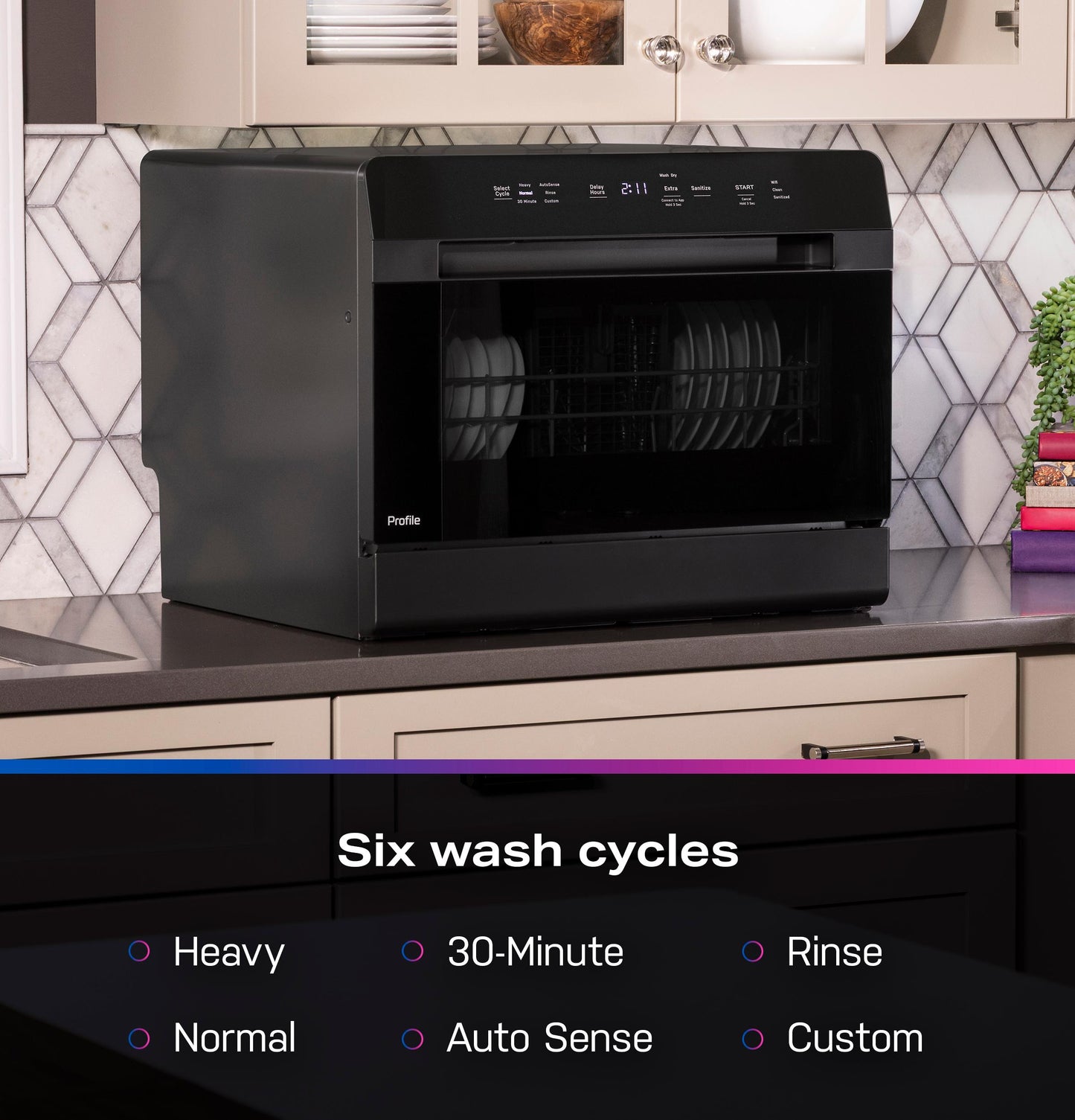 PZF560HGWBB GE Profile™ ENERGY STAR® Smart Compact Dishwasher for Countertop or Built-In
