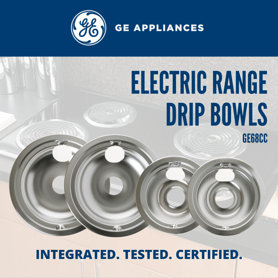 Ge Appliances GE68CA Range 4-Piece Drip Pan Set  6" & 8" Chrome Replacement Bowls