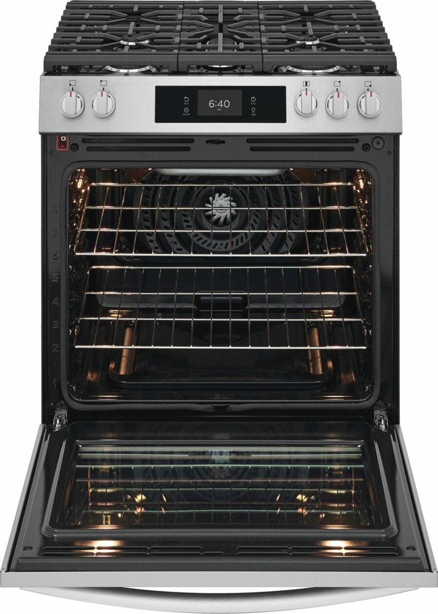 Frigidaire GCFG3070BF 30" Front Control Gas Range with Stone-Baked Pizza