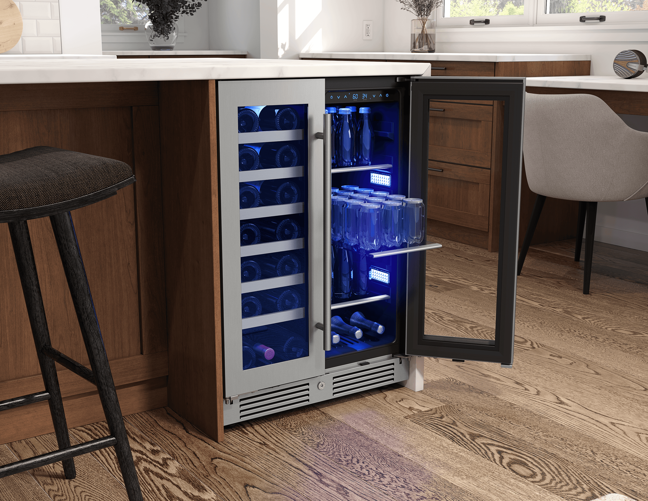 Zephyr PRWB24C32CG Presrv Wine & Bev Cooler, 24in UC, SS+Gls, Fr Dr