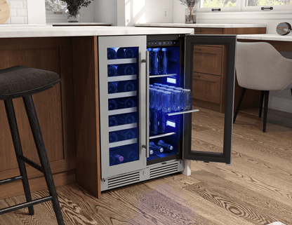 Zephyr PRWB24C32CG Presrv Wine & Bev Cooler, 24in UC, SS+Gls, Fr Dr