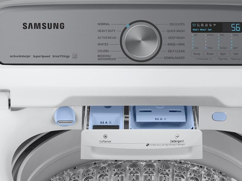 Samsung 5.1 cu. ft. Large Capacity Smart Top Load Washer with ActiveWave™ Agitator and Super Speed Wash in White