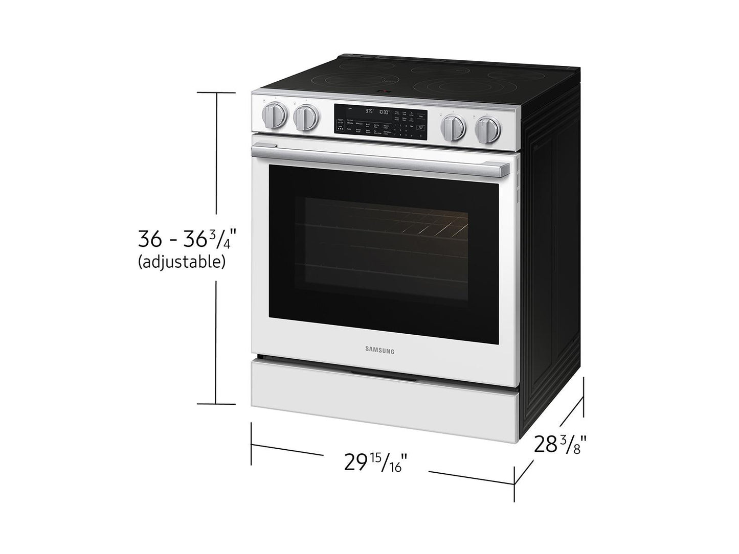 Samsung NSE90H63SW Bespoke Smart Slide-in Electric Range Pro Style Elite Design  Illuminated Knobs  Air Fry Max
